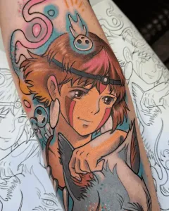 tatuaje-anime-rincesa-Mononoke-de-Studio-Ghibli
