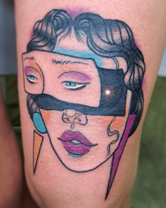 tatuaje retrato mujer estilo Patrick Nagel - 186