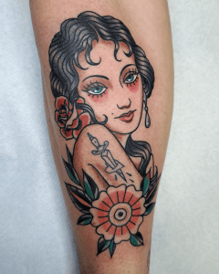 tatuaje retrato mujer estilo americano lady head  - 185